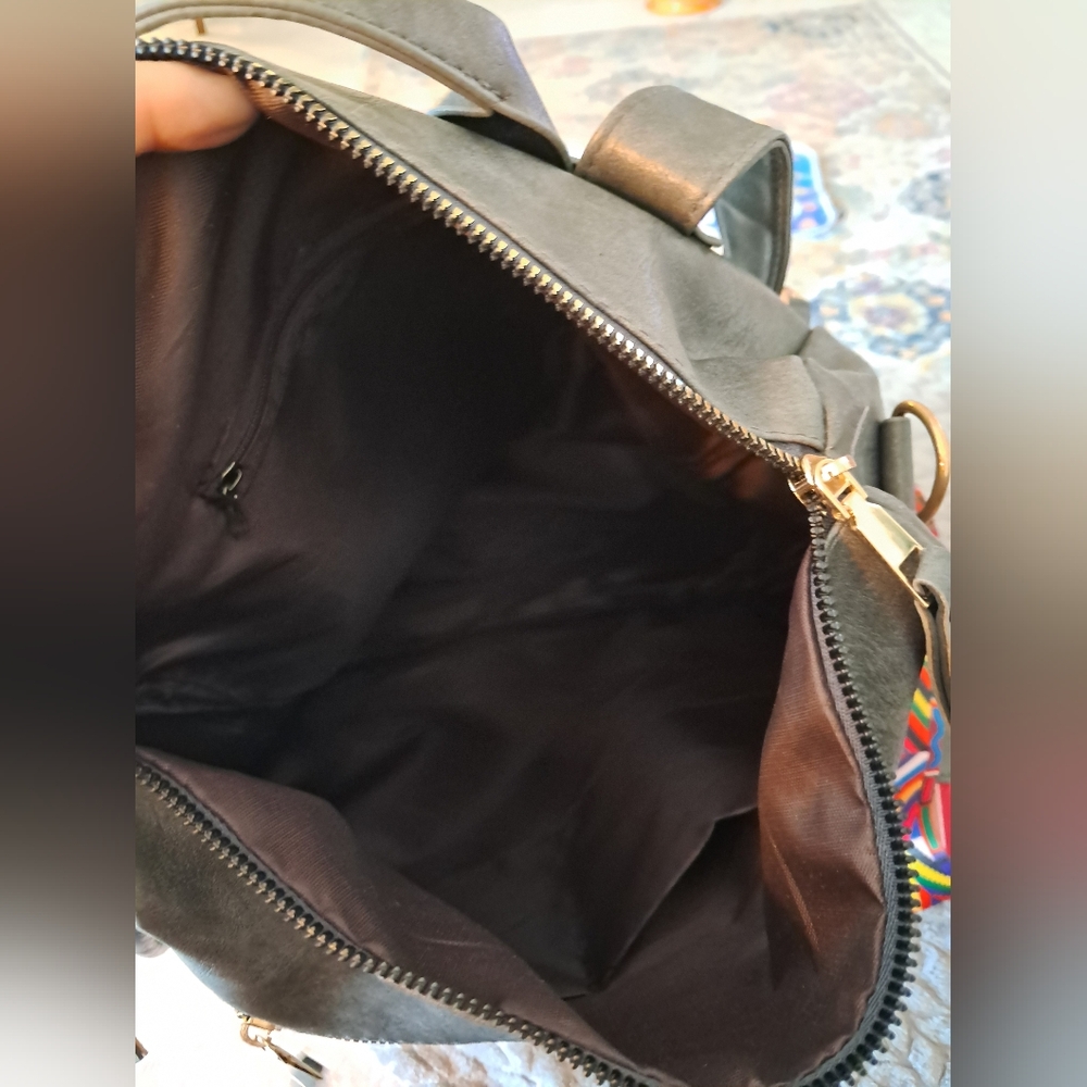 Gray Faux Leather Backpack NWOT - Picture 4 of 8